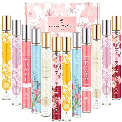 Women's Perfume Gift Set - 12Pcs Eau de Parfum Collection for Her Sweet Floral & Fruity Scent, Travel Portable, Pamper Gifts Set, Perfect Birthday & Valentine's Day Gifts for Women