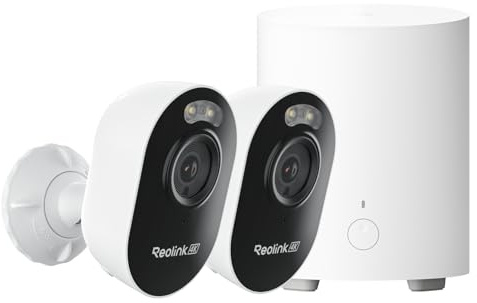 Reolink Home Hub Mini mit 2X Lumus Pro, 4K Überwachungskamera Aussen mit 2,4/5GHz Dual-Band Wi-Fi, Farb-Nachtsicht, 24/7-Aufzeichnung, KI-Erkennung, All-in-One-Sicherheitszentrum mit lokalem Speicher