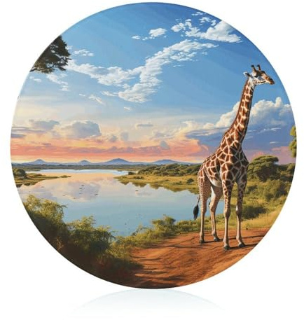 Glass Cutting Board,African Landscape with Nile River And Giraffe Printed Worktop Protectors- Durable- Scratch-Resistant, Heat-Proof