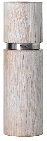 AdHoc MP26 Pfeffer- oder Salzmühle TEXTURA ANTIQUE GRANDE, weiß, Keramik Mahlwerk CeraCut®, Eschenholz/Edelstahl