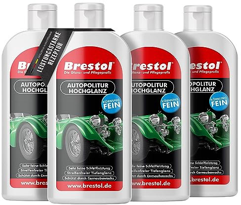 Brestol Hochglanzfinish 4X 500 ml - Autopolitur Carnaubawachs Wax Hochglanzpolitur Auto Politur Hochglanz Finish