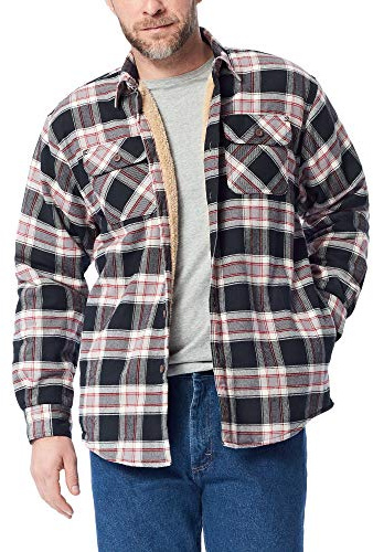 Wrangler Authentics Skjortjacka herr, långärmad, sherpafodrad flanellskjorta, M