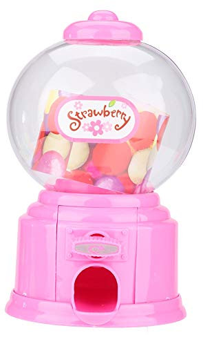 Portable Children Candy Machine Plastic Mini Gumballs Dispenser Kids Kindergarten Gift(Pink)