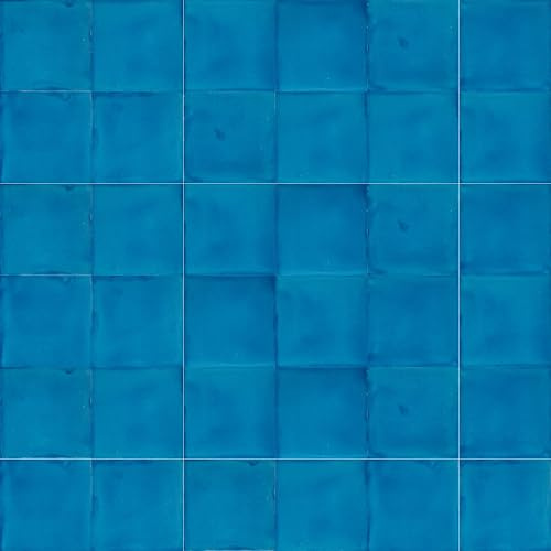 Cerames bleu carrelage mexicains unicolores Ramirez - carreaux de céramique bleus mosaïque décorative pour salle de bain, douche, cuisine, terrasse Un paquet de 90 carreaux 10,5x10,5 cm