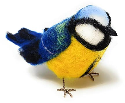 The Crafty Kit Company Needle Felting Craft Kit - British Birds Blue Tit | 100% Corriedale Wool DIY Felt Craft Kit – Handmade Gift for Adults, Teens & Beginners | Age 10+
