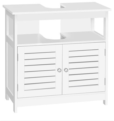 EUGAD Meuble sous lavabo Armoire de Rangement pour Vasque Meuble Dessous évier pour Salle de Bain 60x30x60cm Blanc