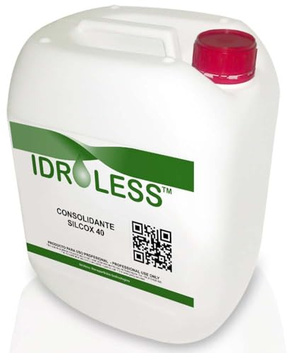 Silcox 40 Consolidante Antipolvo Idroless 10L para Piedra y Mortero | Evita desprendimientos de polvo, arenilla y partículas. Penetra sin crear película, brillos o cambiar el color. Transpirable.