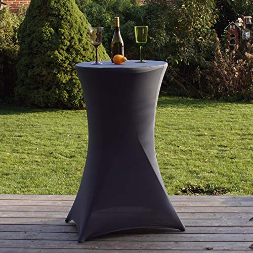 TRUTZHOLM Partytisch mit Husse Anthrazit Ø 60cm Höhe ca. 110cm | Klappbar, Wetterfest, Klapptisch, Biertisch, Stehtisch weiß, Bistrotisch