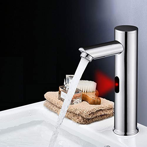 ENCOFT Rubinetto Automatico con Sensore ad Infrarossi, Rubinetto per Lavabo Lavandino Bacino Bagno Rubinetto Touchless (Verticale-20cm)
