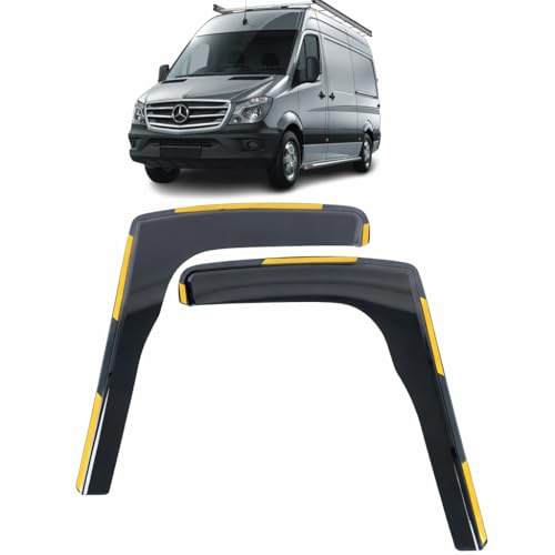 Set Of 2 Wind Deflectors For VW CRAFTER Fits MERCEDES SPRINTER 2006 2007 2008 2009 2010 2011 2012 2013 2014 2015 2016 2017 In-Channel Side Window Visors-Smoke Tinted Rain & Sun Guards Reflectors