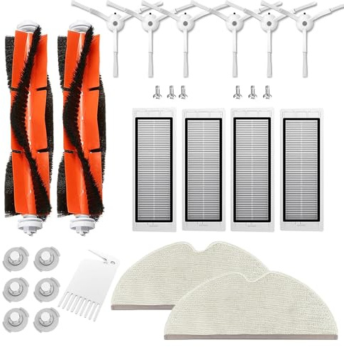 APZOVO Zubehör für Xiaomi Saugroboter, Ersatzteile für Xiaomi Roborock S50 S51 S55 S5 max S6 S60 S65, HEPA Filter, Hauptbürste, Wischtücher, Seitenbürste - 27 teilig