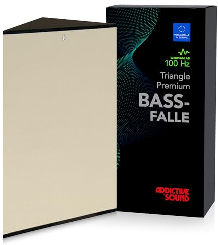 Addictive Sound Bassfalle Ecke Premium 100 cm Bass Trap, Beige | Freistehend und stapelbar, hochdichte Akustikwolle, nicht brennbarer Kern A1, EU-produziert, 3 Jahre Garantie