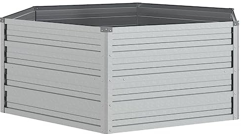 vidaXL Garten Hochbeet Pflanzkasten Pflanzbeet Gemüsebeet Blumenbeet Blumenkasten Frühbeet Gartenbeet Blumenkübel Pflanzkübel 129x45cm Verzinkter Stahl Silbern