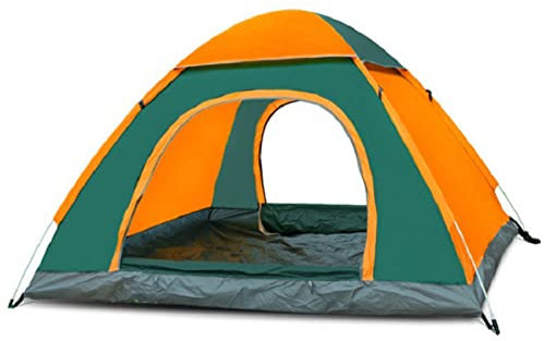 WHYUNM26 Ultraleichtes Outdoor-Zelt für 3–4 Personen, Faltbar, Automatischer Pop-up-Sonnenschutz, Atmungsaktiv, Wasserdichtes Familienzelt Zum Wandern mit Dem Rucksack,Orange