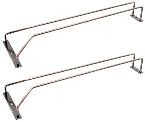 zoohot 40.5cm Copper Wine Glass Rack, Stemware Rack, Wire Hanging Rack, Under Cabinet Metal Wine Glass Holder (1 Rows, 2 Pack)