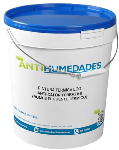 ANTIHUMEDADES Pintura Anti-Calor para Terrazas y Azoteas - ECO 15 ltr (Blanco) - Aislante térmico e impermeabilizante, transitable, para balcones y cubiertas