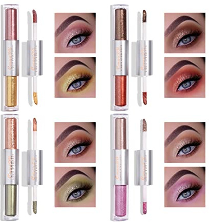 8 couleurs Ensemble de fards à paupières liquides, métallique scintillant métallique, ombres à paupières liquides lumineuses colorées, étincelle, fard à paupières longue durée, Eye Glisten (02)