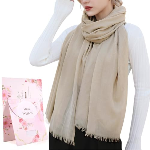 Tuopuda Damen Schal Stola Festlich Elegante Scarves Muslim Kopftuch Halstuch Hijab Umschlagstuch für Abendkleid Braut Hochzeit Sonnenschutz Frühling Sommer Herbst Winter Geschenk 195 x 95CM, Khaki
