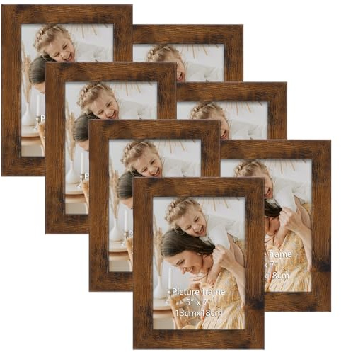 Vasemouh 7er-Set rustikale Bilderrahmen für Fotos 13x18cm, Vintage-Stil ideal für Wand- und Tischaufstellung im Wohnzimmer, Schlafzimmer, Büro oder Flur