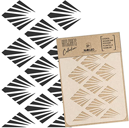 NAKLEO Malschablone für Handwerk A5 15x21cm, Art Deco Palme Muster, Wiederverwendbare Kunststoff DIY & Scrapbooking Zeichenschablone, Decoupage Kunst Vorlage, Wand Stoff Möbel Holz