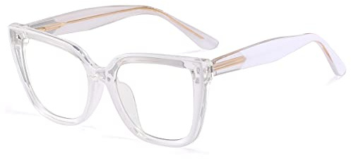 kachawoo Blaues Licht Blocking Gläser Frauen Mode Brillen Big Frame Männer Prescription Eyewears (transparent)