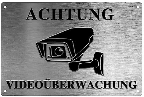 Warning, 24h Video Surveillance - Private Property No Trespassing! Videoüberwachungsschild, 20x30cm Schilder, rostfreies Aluminium (DE silber 2329)