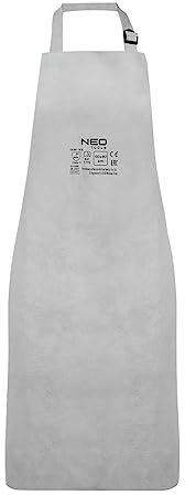 NEO TOOLS Tablier de soudure en cuir de haute qualité 60 x 90 cm Protection durable pendant les travaux de soudage Courroie de cou réglable et ignifuge et ceinture de taille (Option 1)