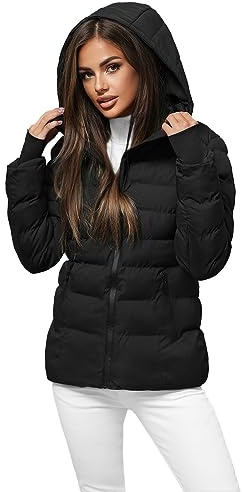 OZONEE Damen Winterjacke Jacke Winter Farbvarianten Warm Bomberjacke Steppjacke Wintermantel Kunstfell Daunenjacke Leichte Outdoor Puffer Jacket Gepolstert 777/2792K/392 SCHWARZ M