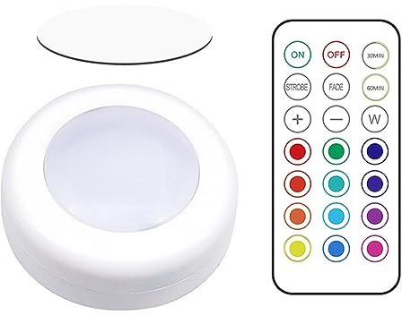 Shienfir LED Unterbauleuchten, Dimmbare, RGBW Kabellose Schrankbeleuchtung RGBW 12 Farben LED Nachtlicht mit Fernbedienung und Timing-Funktion für Schrank, Kleiderschrank, Theke, Küche, Schlafzimme