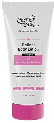Chemist at Play Anti-Aging Body Lotion with 4% Retinol, Niacinamide & Zemea | Skin Brightening Lotion | Body Lotion for Dry & Oily Skin | Fights Visible Signs Of Aging | Nourshes Skin 200ml