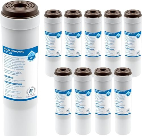 KNM TRADE Filtre Eau Potable Réduction Chlore Anti-Fer 10 Pièces | bloc carbone haute adsorption, pesticides, solvants, odeurs, maison, industrie, sédiments, plomb, eau froide