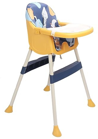 Seggiolone per Bambini, Regolabile, Multifunzionale, Antiscivolo, con Imbracatura di Sicurezza per Tavolo da Pranzo e Sedia, Giallo Blu