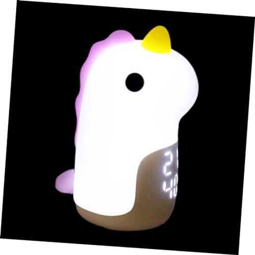Veemoon Lampada Led Unicorno Luce Notturna in Silicone Sveglia Digitale Intelligente Per Camera Da Letto Ragazzo Ragazza Decorazione Compatta Rosa Lilla