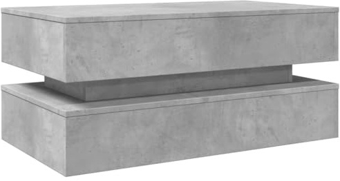 vidaXL Couchtisch mit LED-Leuchten Betongrau 90x50x40 cm