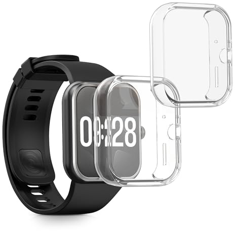 kwmobile Carcasa Compatible con Xiaomi Redmi Watch 4 Funda - 2X Protector Pantalla Completo - Ultrafino y antigolpes - Transparente