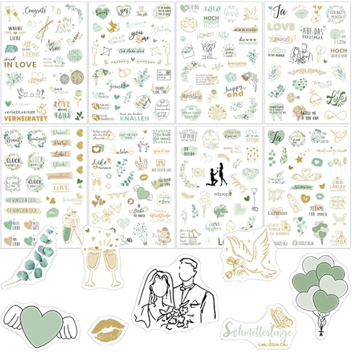 230 Sticker Hochzeit Gästebuch, transparente Aufkleber Hochzeit | Hochzeitssticker für Gästebuch, Fotoalbum und Scrapbook