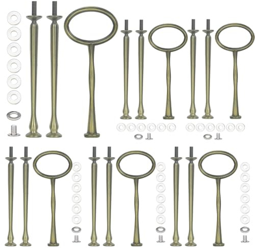 Pasdrucn 6-pack av Etagerer Stång Set, Etager 3 Nivåer Brons | Tårtbyggsats, vintage, metallstång, våningsstänger, metallstänger mitthålsutstickare för tårthållare tårtor cupcakes