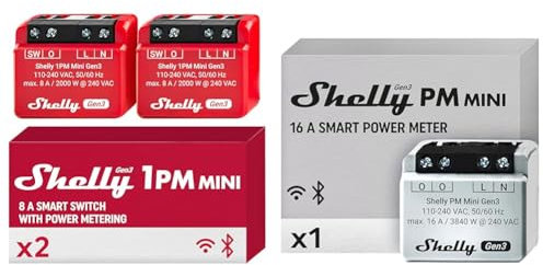 Shelly 1PM Mini Gen3 | WLAN- und Bluetooth-Smart-Switch-Relais & PM Mini Gen 3 | Intelligenter WLAN- und Bluetooth-Leistungsmesser 1 Kanal 16 A