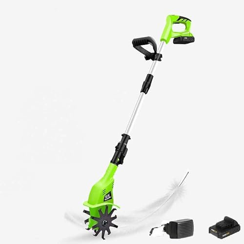 Motozappa da Giardino, motocoltivatore Elettrico con Batteria da 20 V, motozappa a Batteria, Batteria Ricaricabile e Caricabatterie, Impugnatura Regolabile da 97-127 cm per orti da