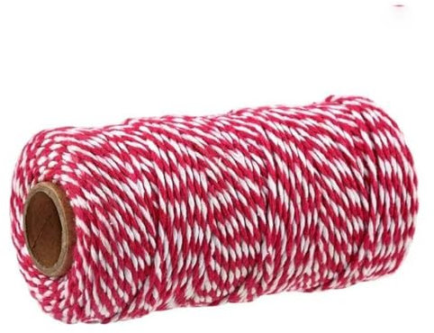 2mm 100M Corda Macrame Corda Di Cotone Stringa Filo Artigianale Colorato Fai Da Te Filo Ritorto Spago Cucito Fatto A Mano Decorazione Di Nozze Per La Casa-A03 Rosso Bianco
