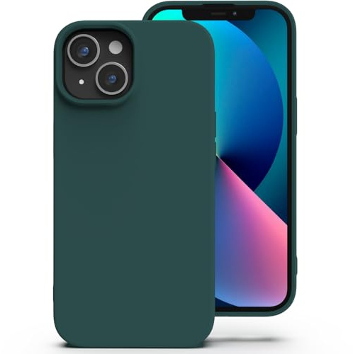 Zuvirelx Silikon Handyhülle für iPhone 13 Mini Hülle, Weiches Griff, Dünne, Minimalistisch, Stoßfest, rutschfest, Taschenpassend - Tiefgrün
