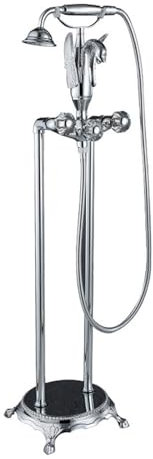 XJTNLB Rubinetto Vasca da Bagno con Doccetta Vintage Rubinetto per Vasca da Bagno a Pavimento 2 Modalità Miscelatore Doccia con Deviatore Cromo