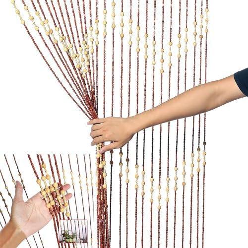 Bargains Crown Wooden Door Curtain Beaded Curtains For Doorways Bamboo Wooden Door Beaded Curtain Room Divider Door Beads Curtains Window Decoration Panel Size is 180cm x 90cm