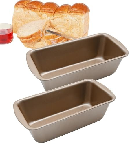 2 stampi per pane in acciaio inox, 19 x 9 x 5 cm, forma rettangolare, per pane, pane, con rivestimento antiaderente, per forno, friggitrici ad aria calda (oro)