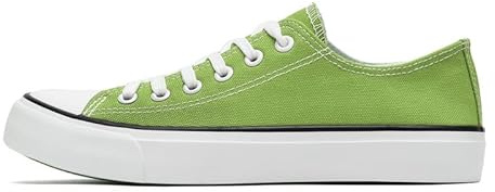 Damer tygskor låga toppskor för kvinnor män klassiska snörning sneakers kanvas Plimsolls pumpar vardagliga tennisskor, Citrongrön, 35.5 EU