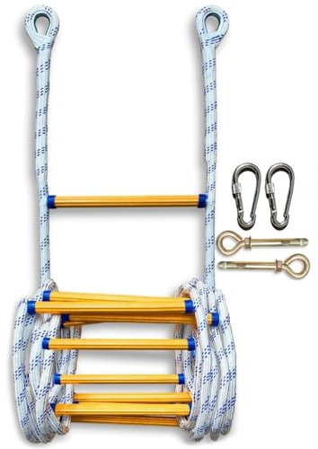 3-stöckige Sicherheits-Flucht-Rettungsleiter, Tragbare Evakuierungsleiter Aus Epoxidharz, Schnell Einsetzbare Strickleiter, Evakuierungsleiter, Wiederverwendbare Notleiter(3M/9.9FT)
