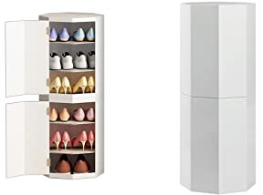 Schuh-Organizer-Schrank, verstecktes Schuhregal, Schuhregal für den Eingang, drehbarer Schuhregal-Turm, Schuhregal, drehbarer Schuhschrank aus Metall, vertikal, rund, Schuhregal, Aufbewahrun