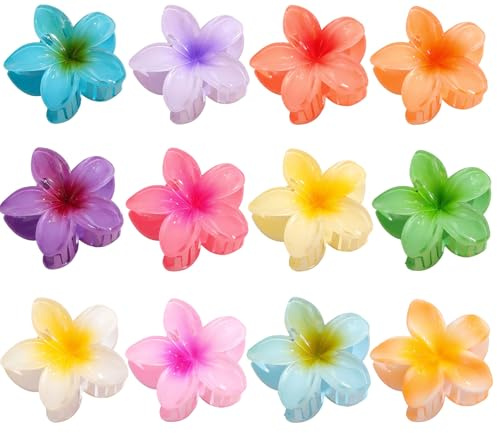 12Pc Blumen Haarklammer, BetterJonny Große Klauen Haarspangen Flower Hair Claw Clips Damen Rutschfeste Haarklammern Haarklauenclip Haarspange Krallenclip für Frauen Mädchen Damen Dünnes/Dickes Haar(A)