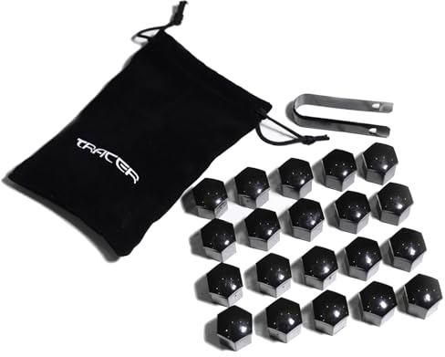 TRACER Tapas para tuercas de rueda - 20 tapas para tuercas de rueda de 19 mm negro - Tapas para tuercas de rueda - UNIVERSAL Tapas de plástico para cubiertas