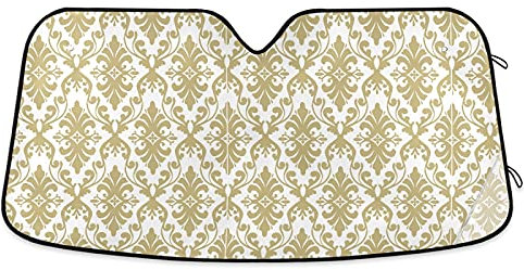 Frontscheibenabdeckung Goldene Marokkanische Blumen Abstraktes Gold Autoscheibenabdeckung Universal Auto Windschutzscheiben Abdeckung Schützt Innenraum Windschutzscheibenabdeckung Für SUV Truck S